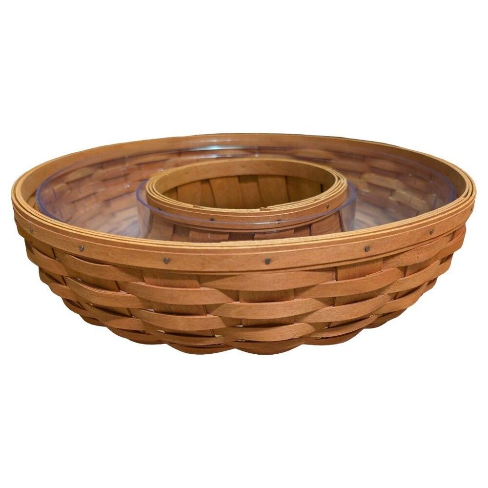 Longaberger Wreath Basket 14.5" Round Handmade USA w/ Clear Protector Insert